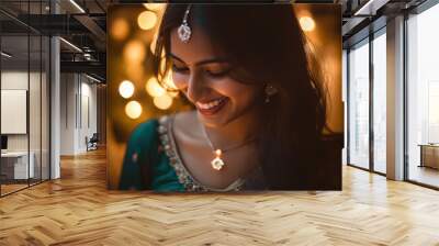 close up of young beautiful indian woman Wall mural