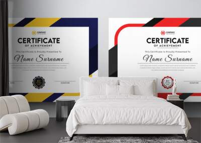 Clean and simple certificate template for multipurpose I Yellow and red color variation corporate certificate design layout Wall mural