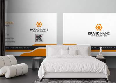 Modern and minimalist orange color business card layout Wall mural