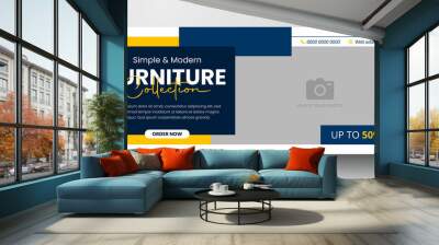 Modern furniture sale facebook page design, Minimal web banner for furniture product promotion, sale banner  template Wall mural