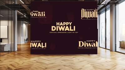 Vector illustration editable Happy Diwali assets typography patterns Wall mural