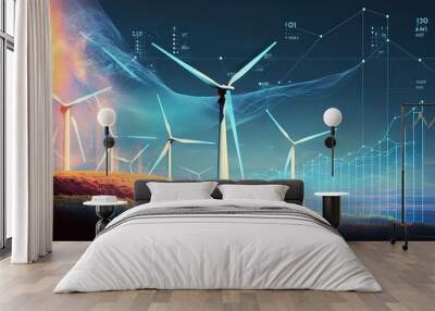 Energy prices rising concepts: Rising energy costs, renewable sources and finance. Photo generative AI. Wall mural