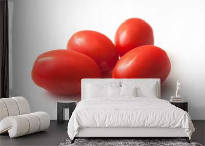 closeup of mini organic tomatoes roma on white background Wall mural