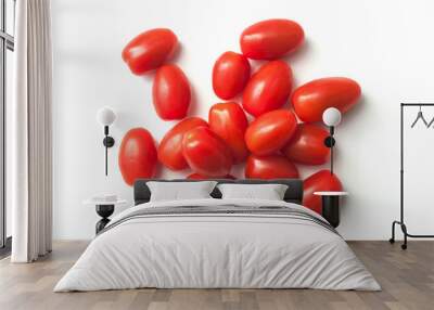 closeup of mini organic tomatoes roma on white background Wall mural