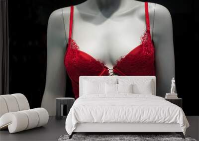 Closeup of red lingerie on mannequin in a fashion store showroom Wall mural