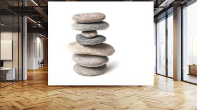 closeup of stone balance on white background Wall mural