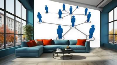 3d blue network team Wall mural