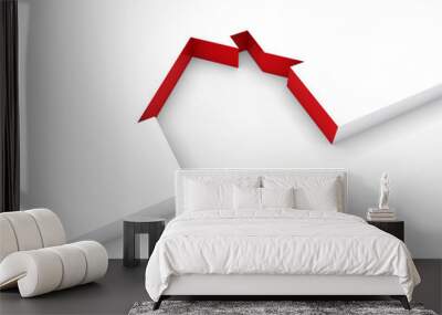 3d house line red Wall mural