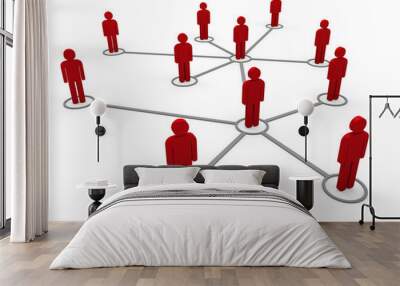 3d red network team Wall mural