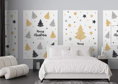 Christmas elements decoration greeting card set on white background Wall mural