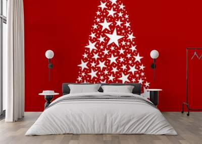 Christmas tree from white stars Wall mural