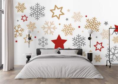 Snowflakes and Stars Border Wall mural