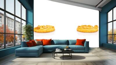 Group of two whole delicious cookie with peanuts on white background Wall mural