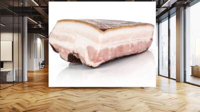 one piece of english bacon isolated on white Wall mural