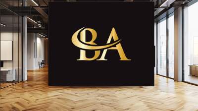 BA Logo Vector. Swoosh Letter BA Logo Design for business and company identity. Wall mural