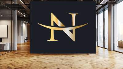 Initial Gold N letter logo design. N logo design vector template Wall mural