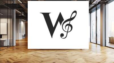 Initial Letter W Music Logo. Dj Symbol Podcast Logo Icon Vector Template Wall mural