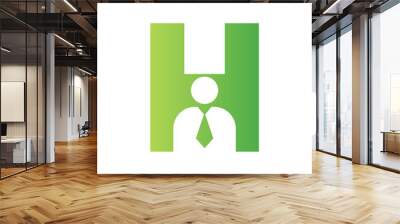 Letter H Business Man Symbol  for Insurance, Secure And Success Vector Template Wall mural