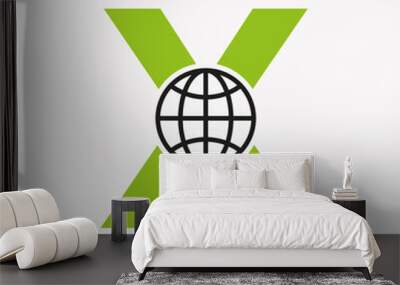 Letter X Global Logo Design. Global Logotype Symbol Vector Template Wall mural