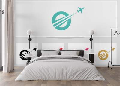 Minimal Air Travel Logo Design with O letter. Letter O Air travel logo design template. Wall mural