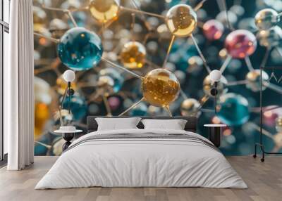 Abstract Molecular Structure: A 3D Render of Connected Spheres Wall mural