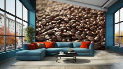 Close-Up of Roasted Coffee Beans: A Rich and Aromatic Experience Wall mural