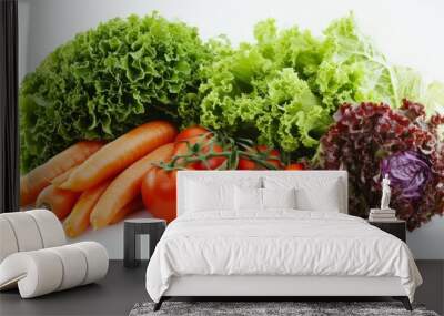 Fresh Vegetables: Carrots, Tomatoes, and Lettuce Wall mural