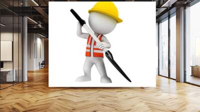 3d white people as road worker Wall mural