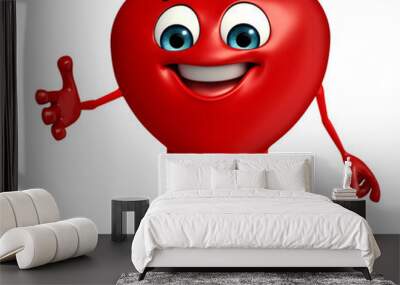 Heart Shape character with shakehand Wall mural