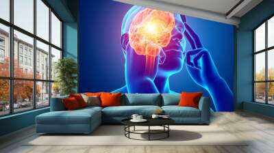 Male Feeling Headache Wall mural