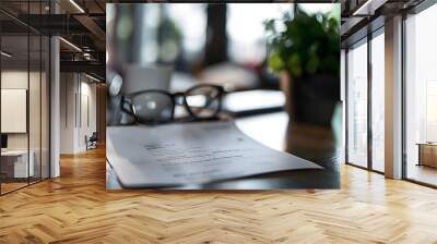 Pay slip placed on an office table Wall mural