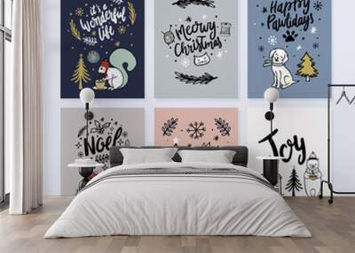 Collection of fun whimsical greeting cards in vector Wall mural