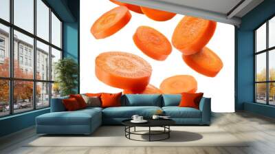 carrot slices isolated on white Wall mural