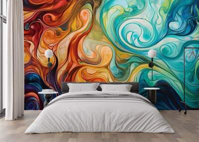 A vibrant abstract organic form that blends fluid, realistic, and fantastical elements. Ultra - detailed textures and bold, dynamic lines create an intricate Wall mural