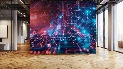 Abstract Background Illustrating Digital Transformation, System Engineering, and Programming Concepts	 Wall mural