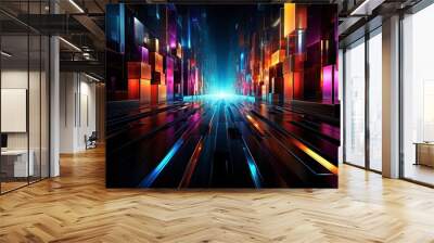 Futuristic Neon contemporary art, visual composition Wall mural