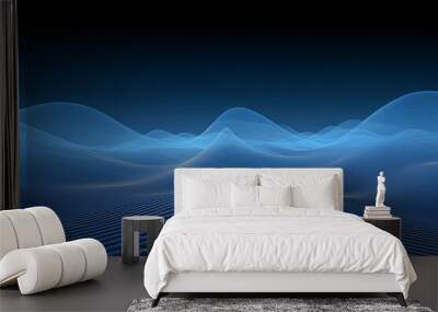 Illusionistic Digital Wave: Serene Horizon Description Wall mural