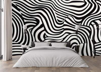 Abstract Black and White Lines for a Modern Wallpaper Wall mural