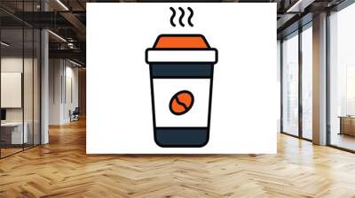 coffee color line icon with white background vector stock illustration Wall mural