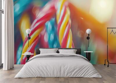 Close-Up View of a New Colorful Electrical Wire on Blurred Background Wall mural