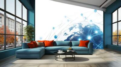 Upper Half of the Globe with Bold Blue Web Connections Wall mural