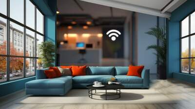 Wi-Fi Icon Displayed in an Office Setting Wall mural