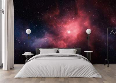 Deep and far away universe filled with stars, nebula and galaxy Wall mural