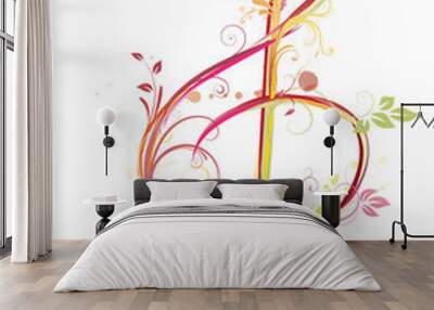 Floral music abstract background Wall mural