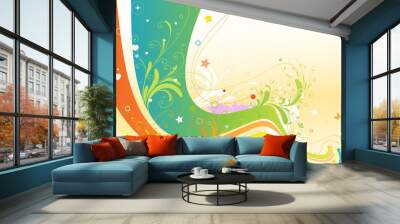 Vector illustration of style floral spring background Wall mural