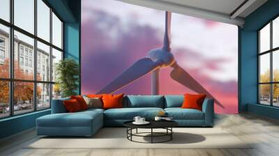 Sunset Above The Windmills On The Field - 3D Rendering Wall mural