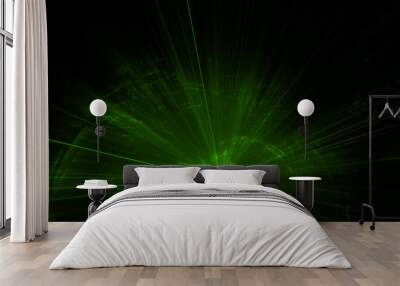 Green laser on black background Wall mural