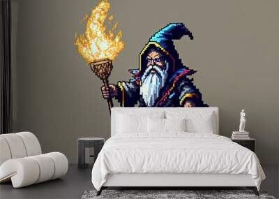 Pixel art wizard character for RPG game, character in retro style for 8 bit game
 Wall mural