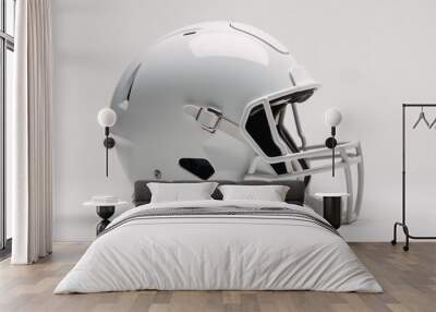 A sleek white football helmet with modern design captures both style and protection on the field Wall mural