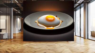 Fried Egg On A Plate. Generative AI Wall mural